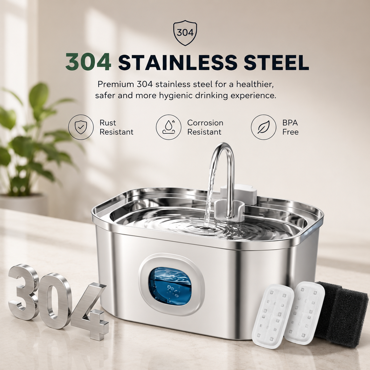 Feluuna™️ Stainless Steel Cat Water Fountain | 3.2L