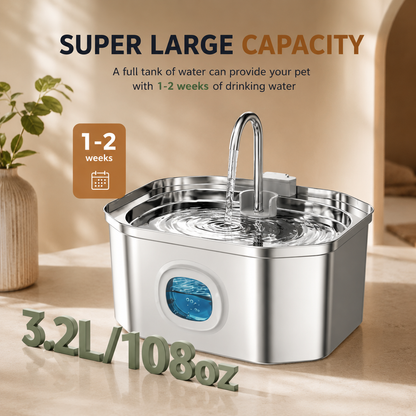 Feluuna™️ Stainless Steel Cat Water Fountain | 3.2L